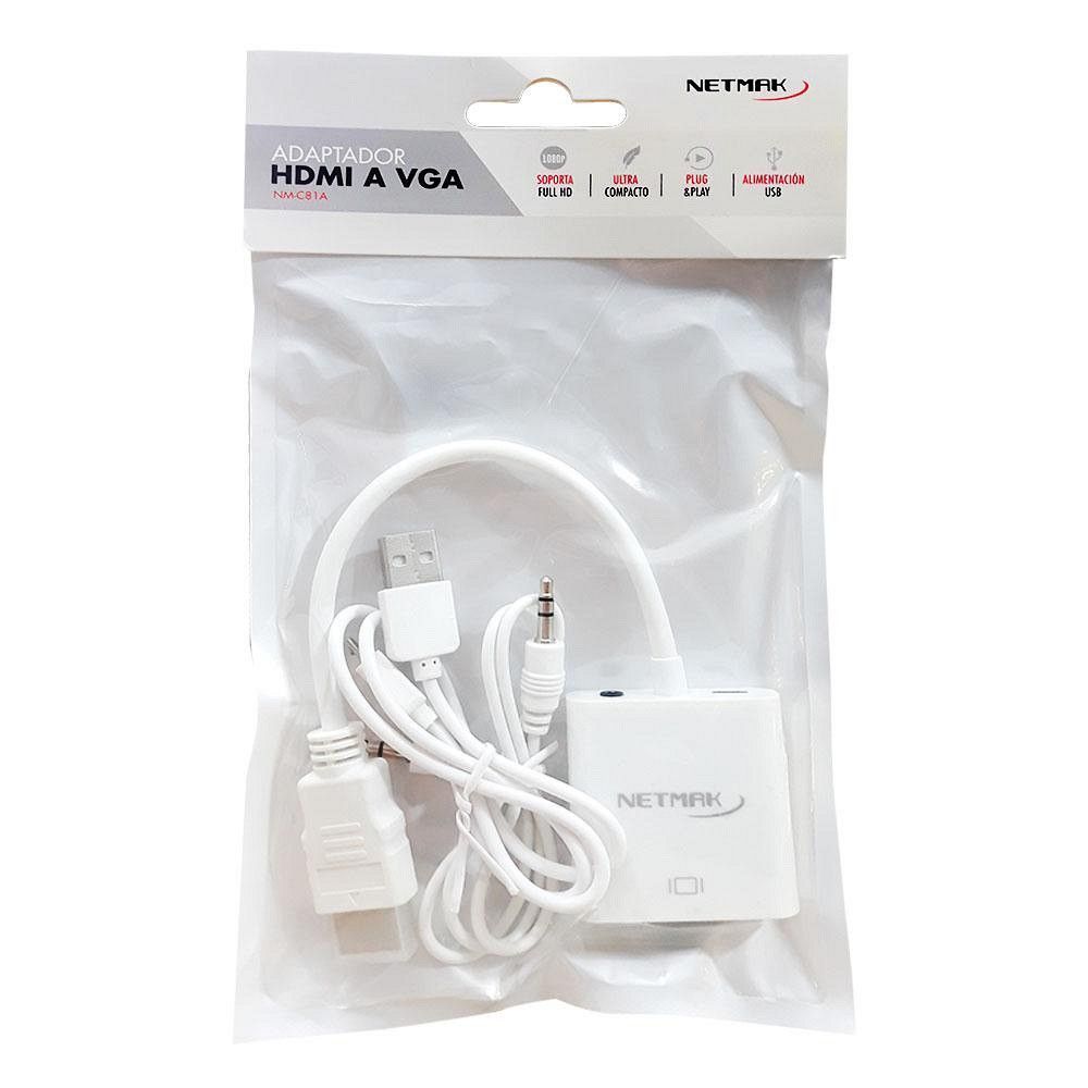 Adaptador Hdmi A Vga Con Audio C81 - Netmak - Imagen 3