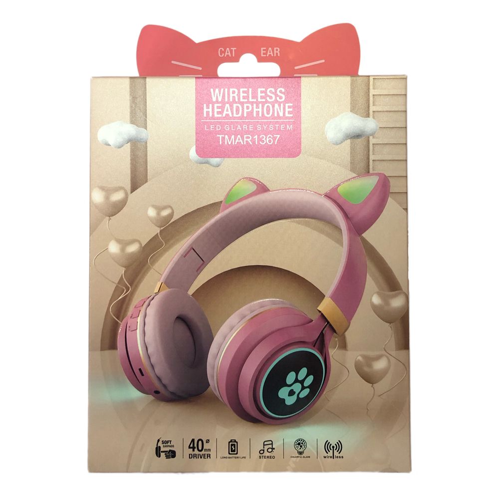 Auricular Vincha Bluetooth Led Gatito 1367 Rosa
