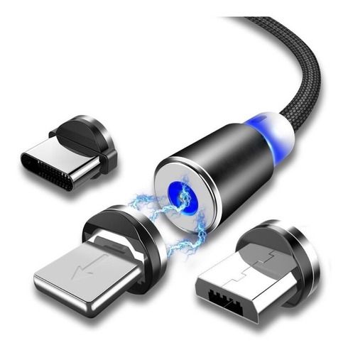 Cable Magnetico 3 En 1 Micro Usb + Tipo C + Iphone Time - Imagen 2