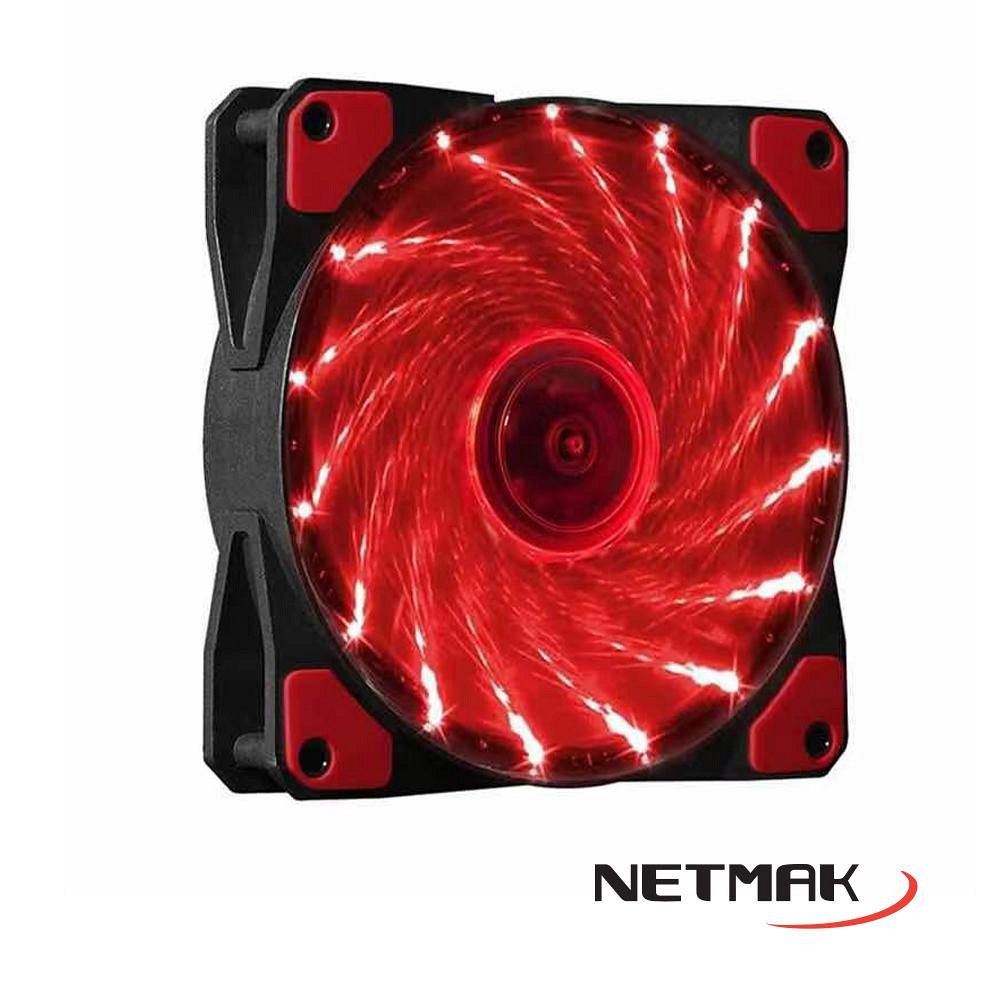 Fan Cooler 12Cm Con 15 Leds Rojo 12025 Netmak