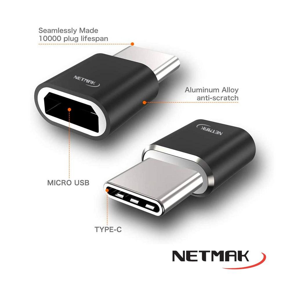 Adaptador Tipo C (M) A Micro Usb (H) C103 - Netmak - Imagen 2