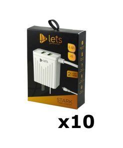 Pack x 10 Cargadores Celular 4.4amp 2usb Con Cable Micro Usb Lets Sin Gtia