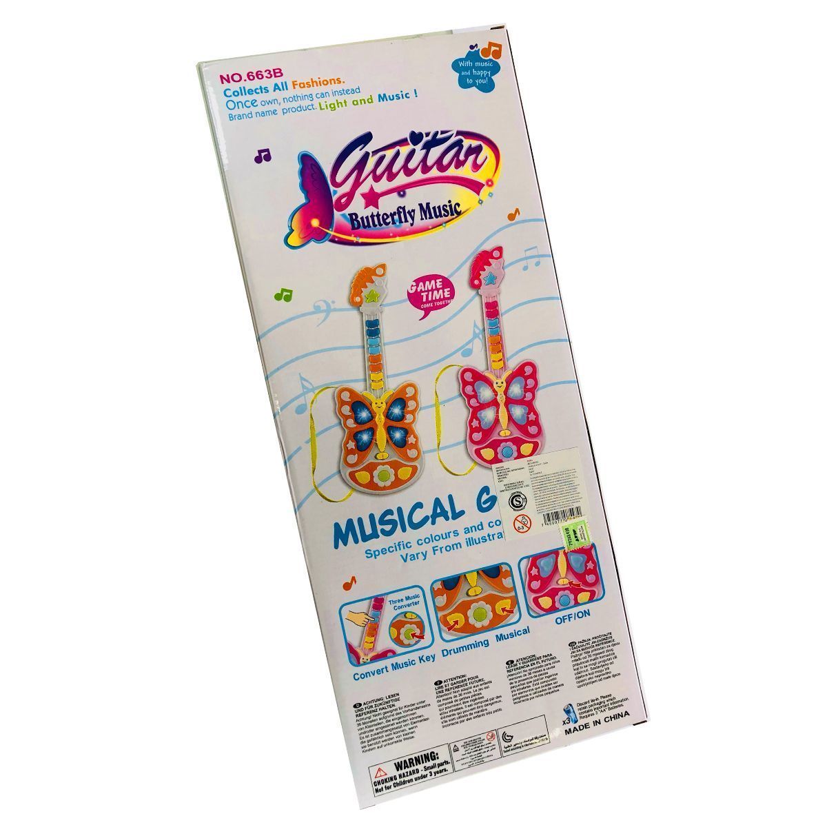 Guitarra para niños Colores A Pila Con Luz Y Sonido 663 45cmx16cmx3cm - Imagen 3