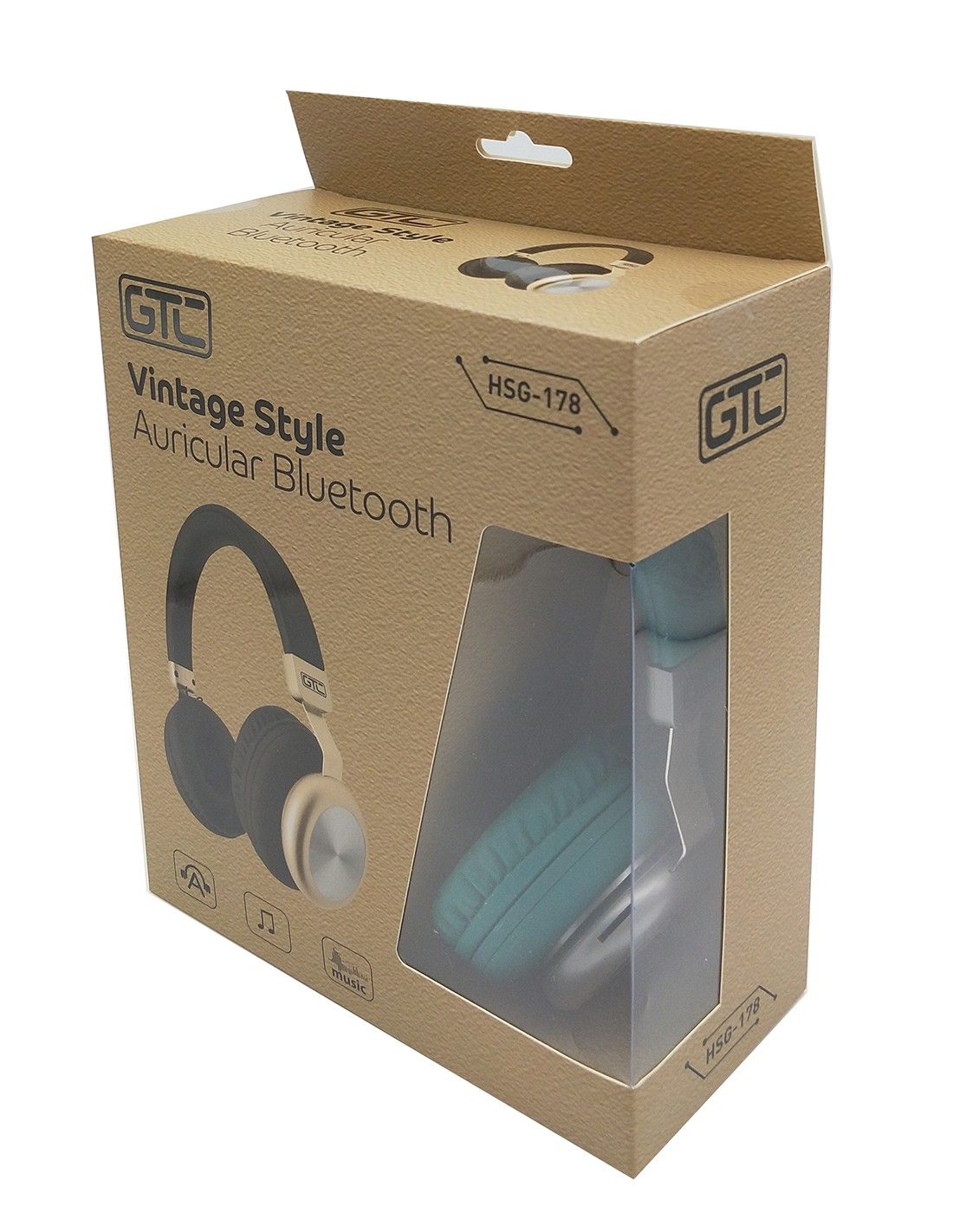Auricular Bluetooth HSG 178 Vintage Style Verde-Plateado GTC - Imagen 3