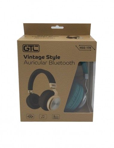 Auricular Bluetooth HSG 178 Vintage Style Verde-Plateado GTC - Imagen 4