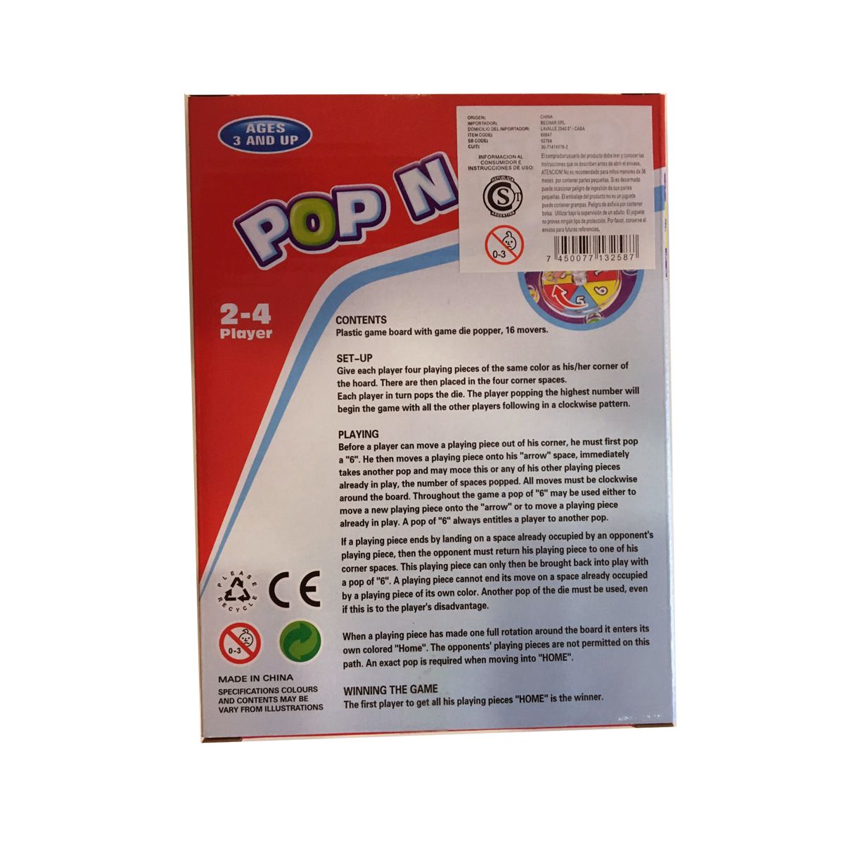 Juego De Mesa Ludo 20x15x4cm Pop N Hop - Imagen 3