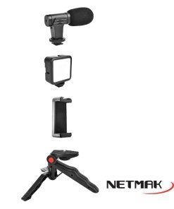Kit Stream 4 En 1 Netmak Soporte Con Microfono Luz Y Tripode - Imagen 3