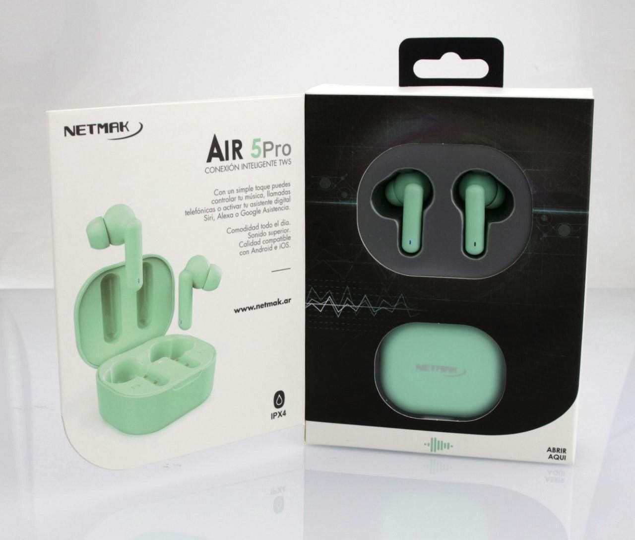 Auricular Bt Inear Touch Air 5 Pro + Duracion Verde Netmak - Imagen 4