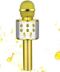 Microfono Karaoke Con Bluetooth Amarillo Redondo 6w