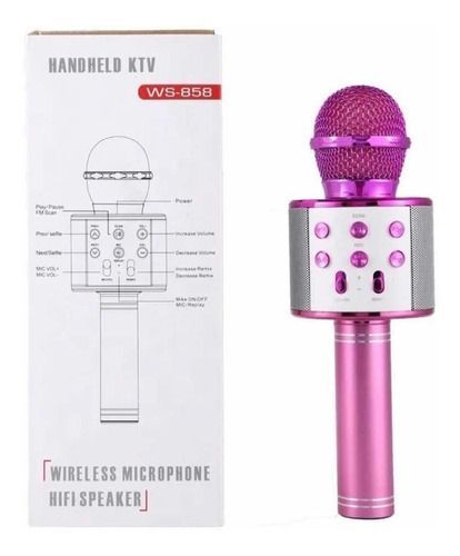 Microfono Karaoke Con Bluetooth Rosa Redondo 6w - Imagen 2