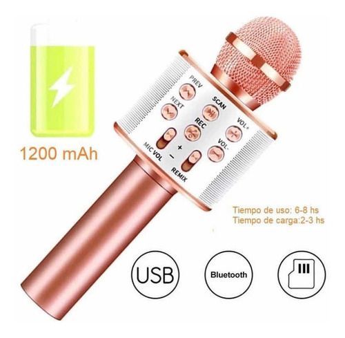 Microfono Karaoke Con Bluetooth Rosa Redondo 6w - Imagen 4