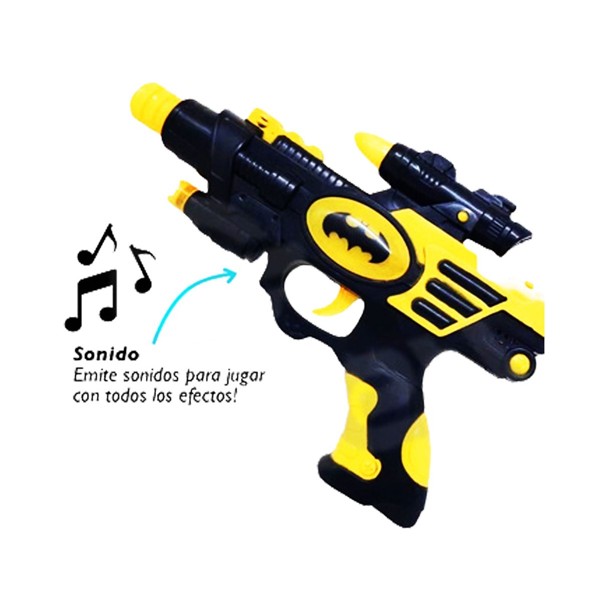 Pistola Batman Con Luz 3d Y Sonido 25x17x7cm Dc - Imagen 3