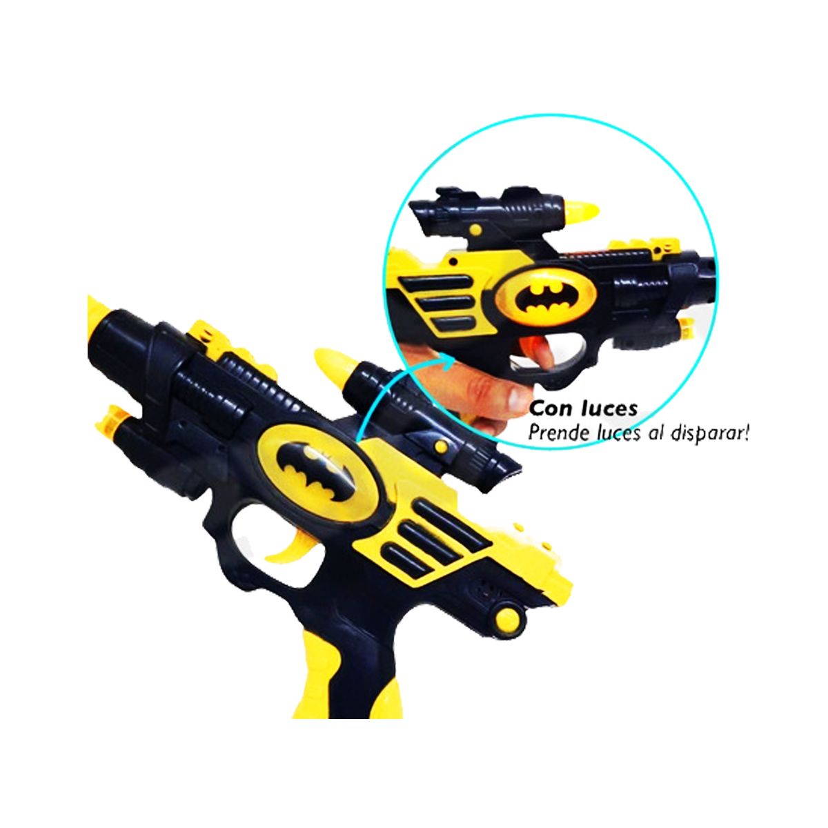 Pistola Batman Con Luz 3d Y Sonido 25x17x7cm Dc - Imagen 2