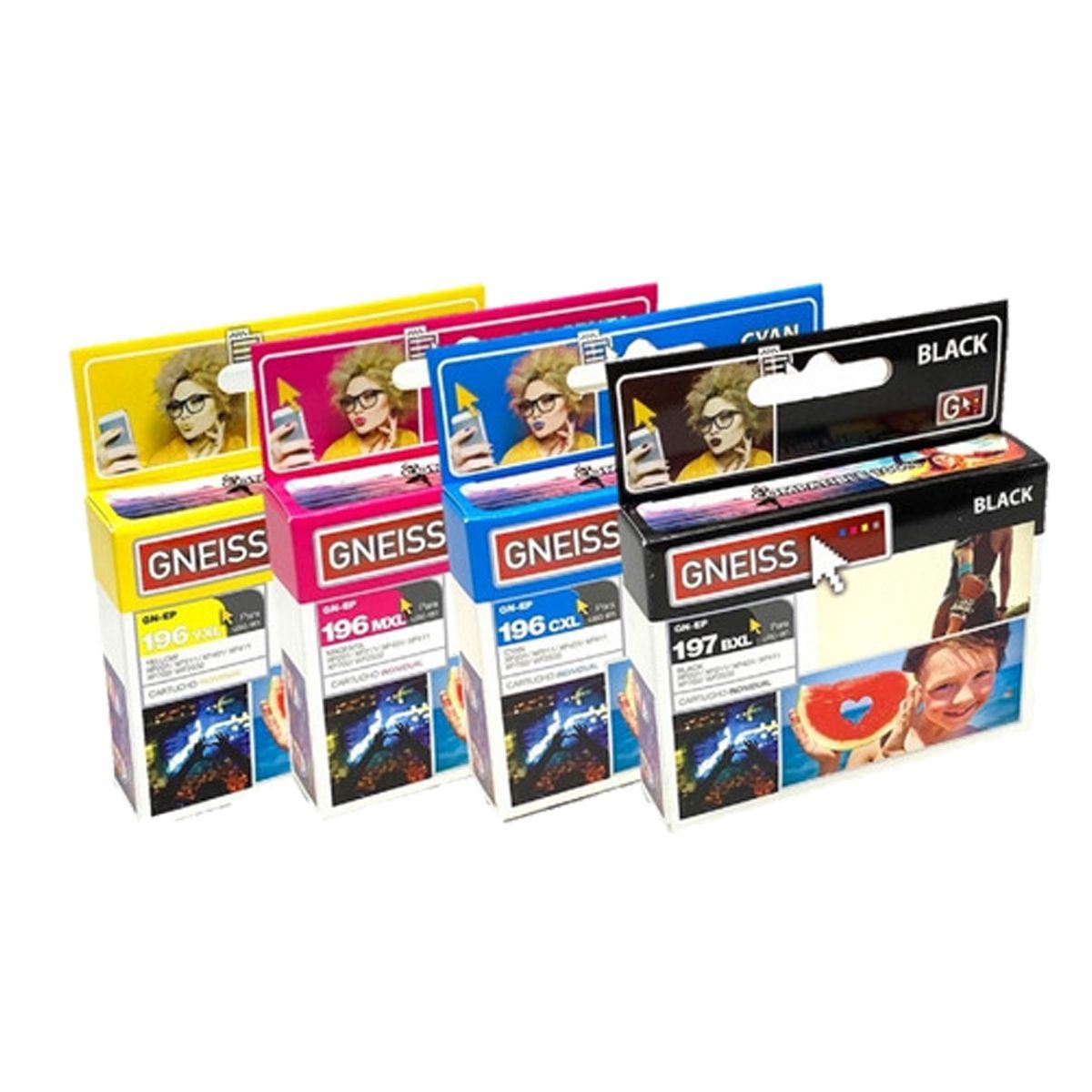 Combo Pack Cartuchos para Epson T197 T196 4 Unidades Gneiss