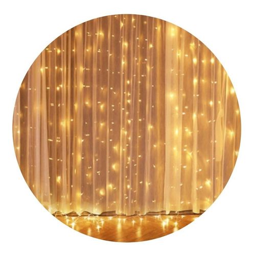 Luces De Navidad Cortina Blanca Led Calida