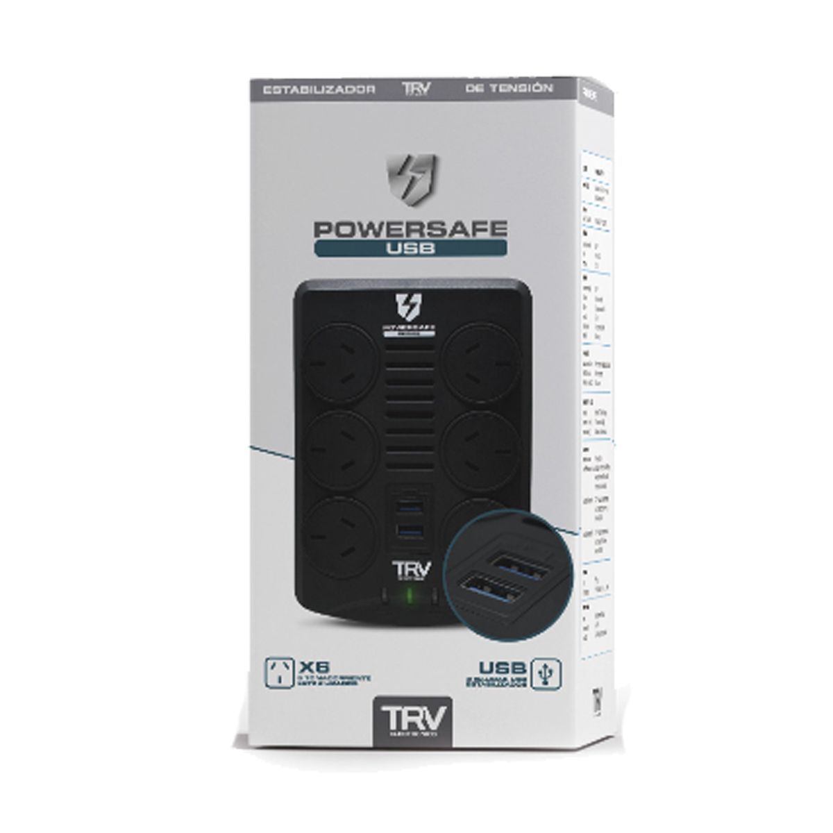 Estabilizador Powersafe 6 Tomas 2000va 2usb Trv - Imagen 3