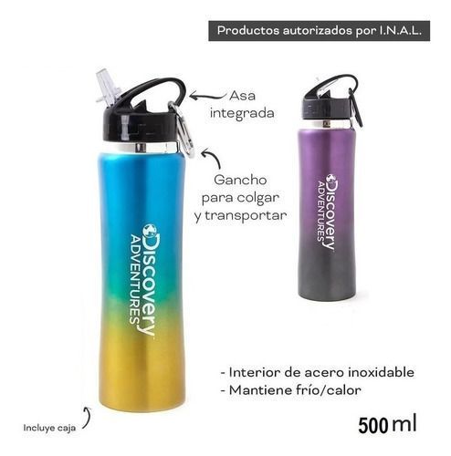 Botella Termica Sport 500ml Acero Inoxidable Colores - Imagen 2