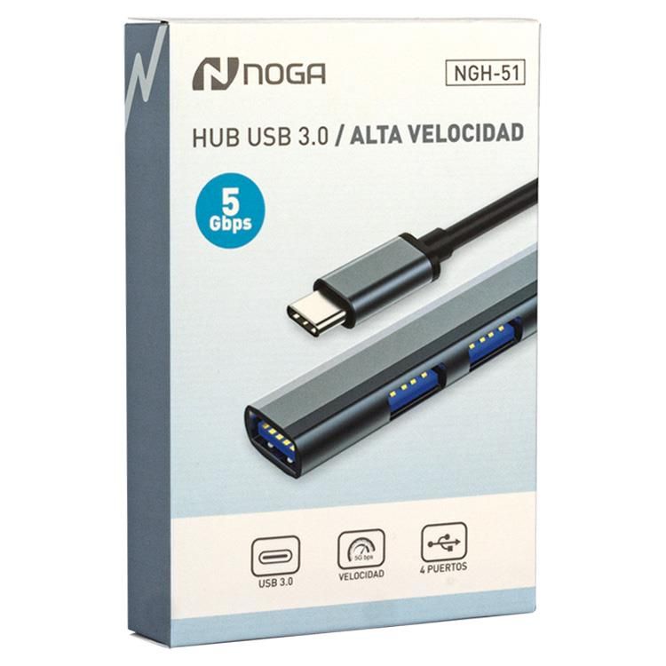Hub Usb 4 Puertos 5 Gbps Con Conector Tipo C Ngh 51