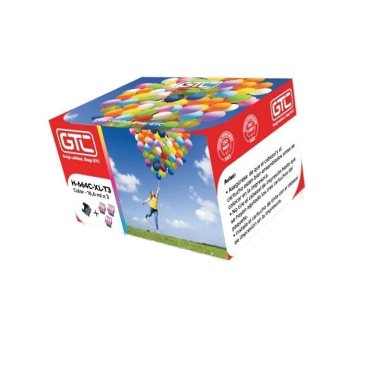 Kit Recarga Cabezal + 3 Cartuchos 664 Xl Color Gtc