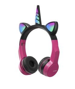 Auricular Vincha Bluetooth Led Unicornio 474 Negro/Rosa Noga