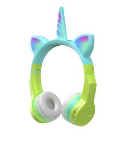 Auricular Vincha Bluetooth Led Unicornio 474 Celeste/Verde Noga