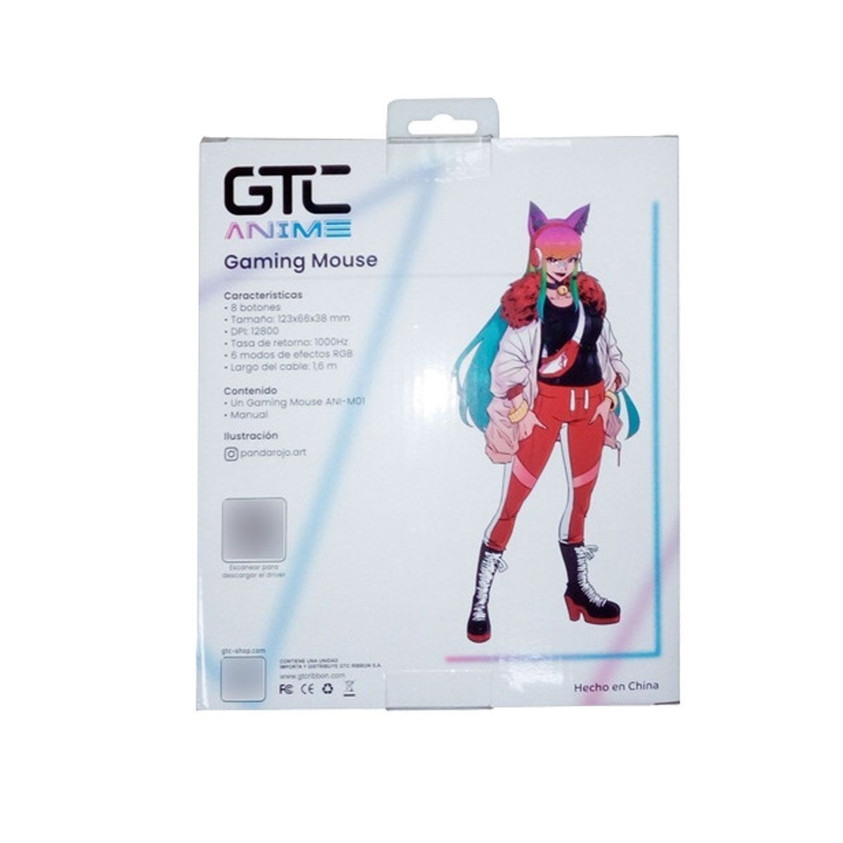 Mouse Gamer Led Multicolor Anime M01 8 Bot 12800dpi Gtc - Imagen 4