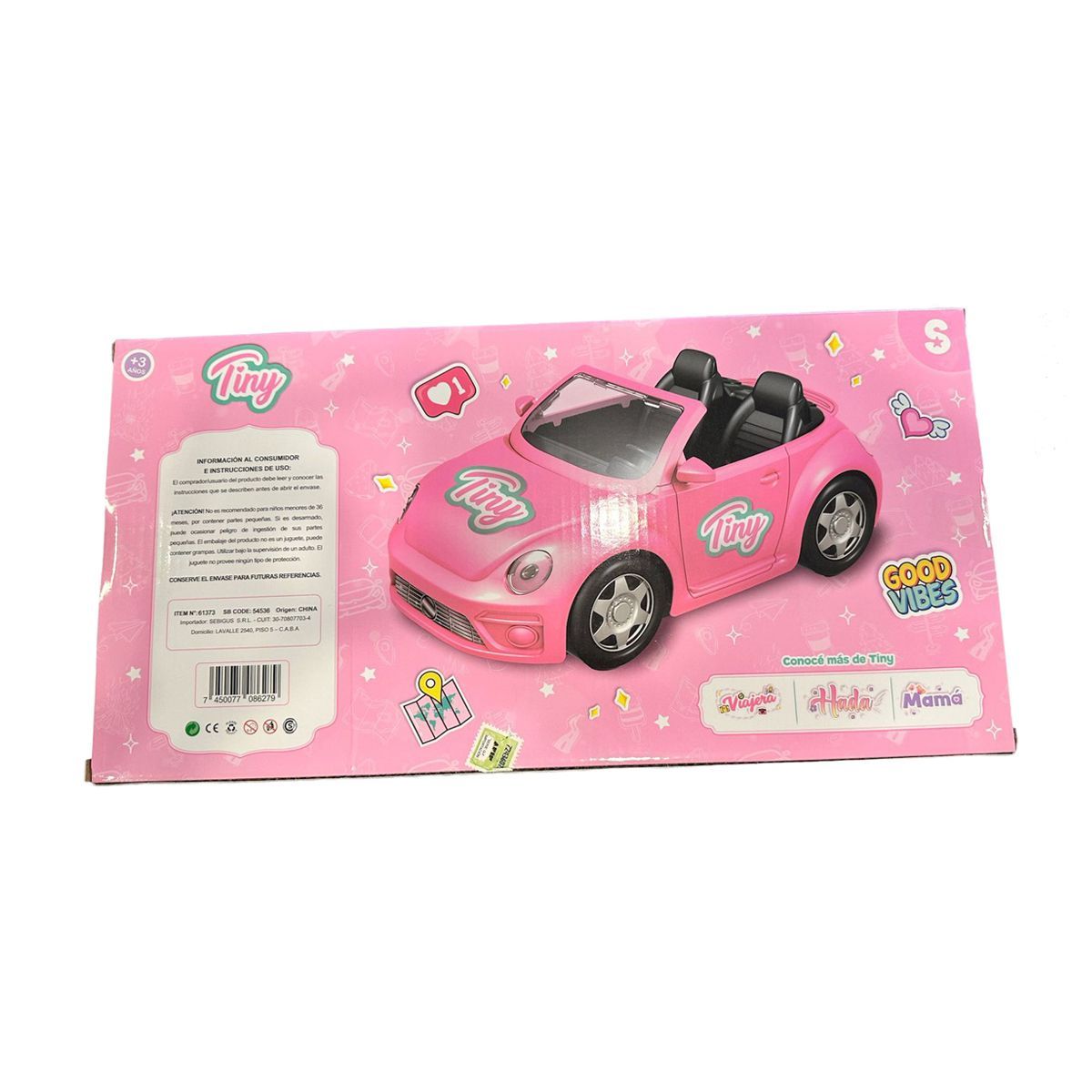Muñeca Tiny Fantasy Y Su Auto New Beetle Descapotable 35x21x20 54536 - Imagen 4