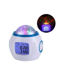 Reloj Despertador Con Luz Proyector Estrellas Musica Alarma A Pila 4402