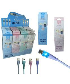 Pack X 20 Cables Tipo C Con Luz Led Con Exhibidor Time 6231