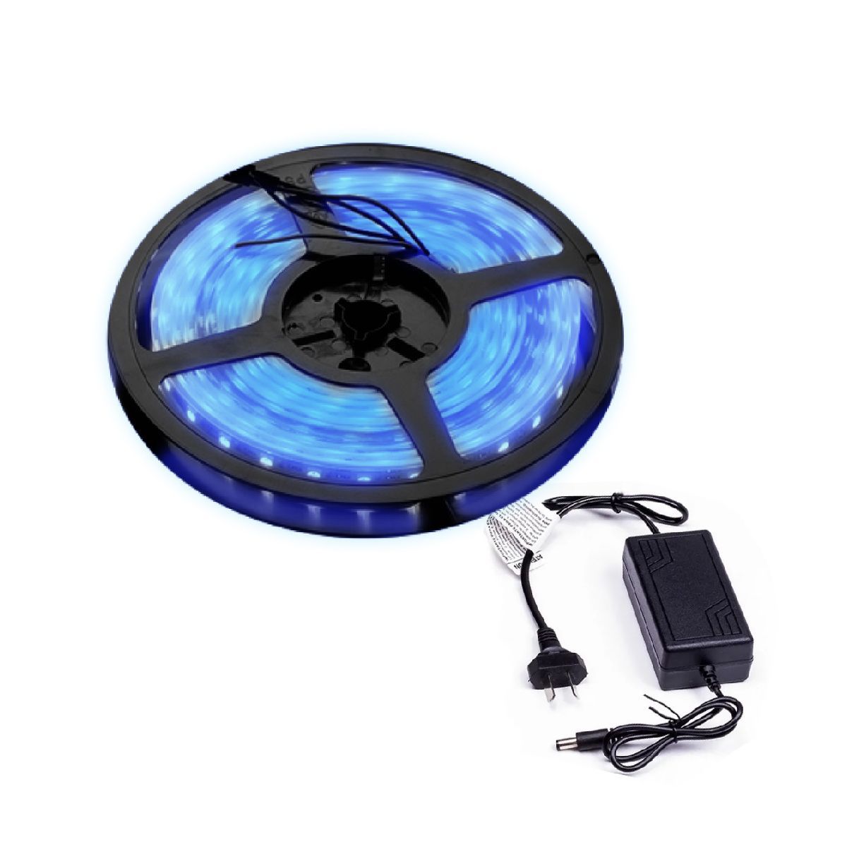 Tira Led 5m Luz Azul Fija Con Transformador Sin Gtia Suono
