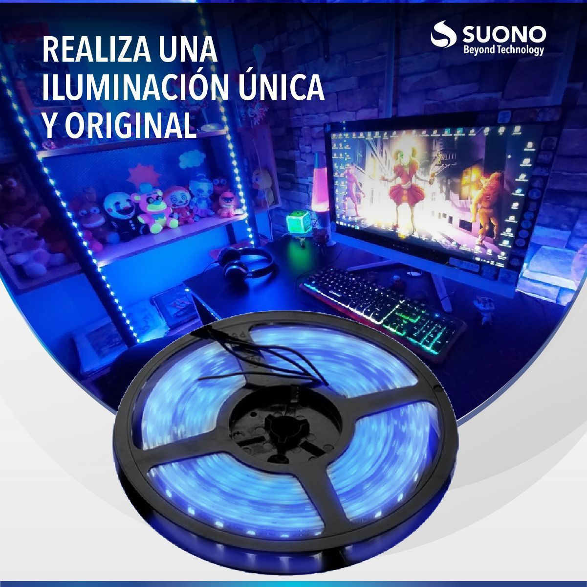 Tira Led 5m Luz Azul Fija Con Transformador Sin Gtia Suono - Imagen 4