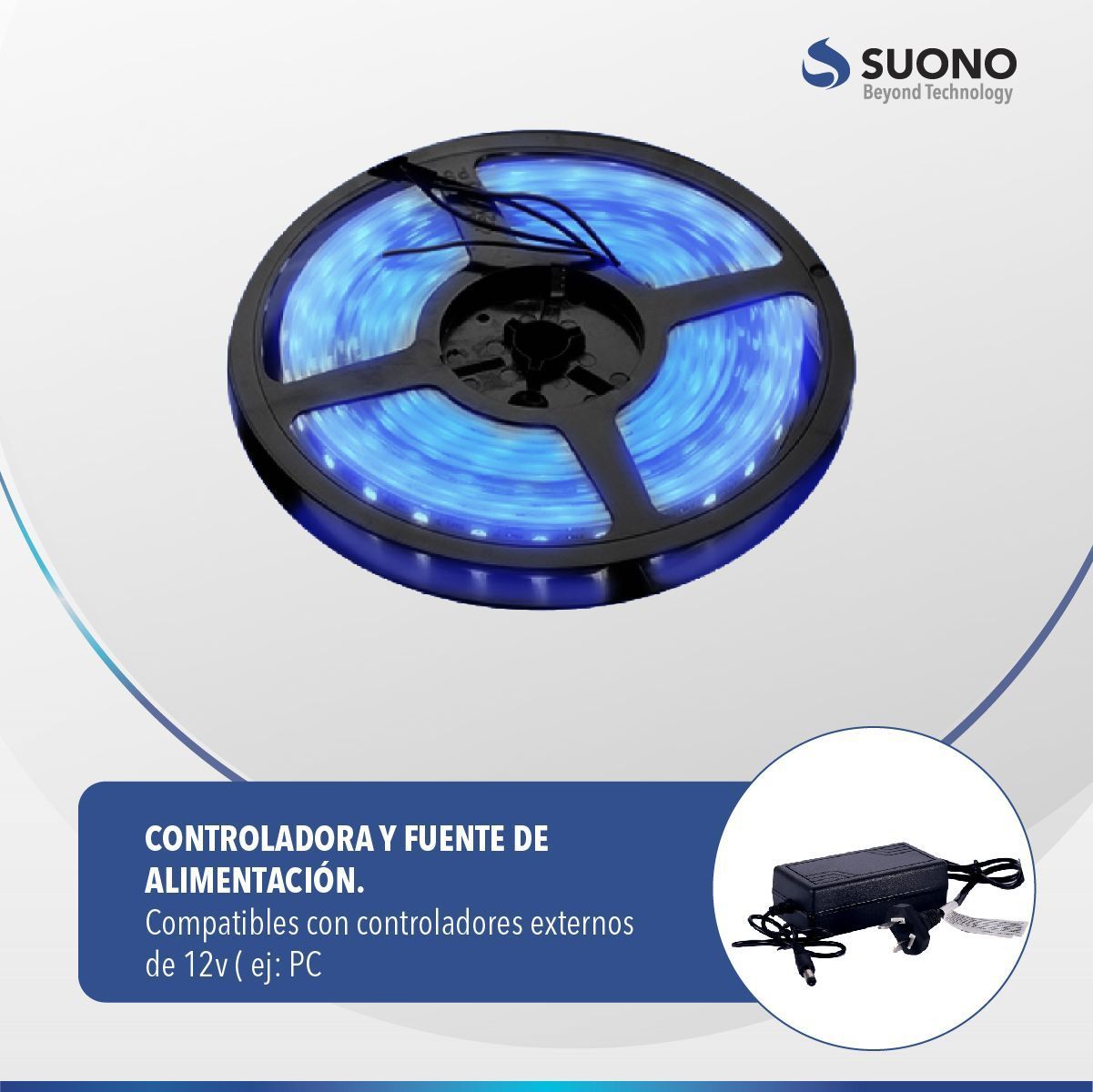Tira Led 5m Luz Azul Fija Con Transformador Sin Gtia Suono - Imagen 5