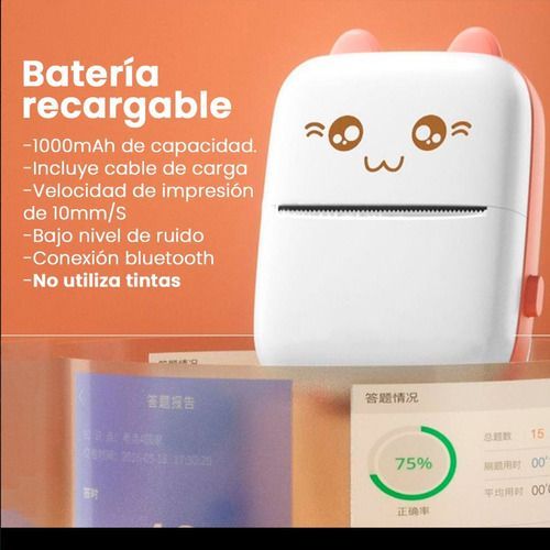 Mini Impresora Termica Bluetooth Recargable Rosa - Imagen 4
