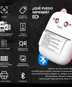 Mini Impresora Termica Bluetooth Recargable Rosa - Imagen 3