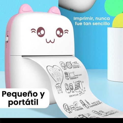 Mini Impresora Termica Bluetooth Recargable Rosa - Imagen 2