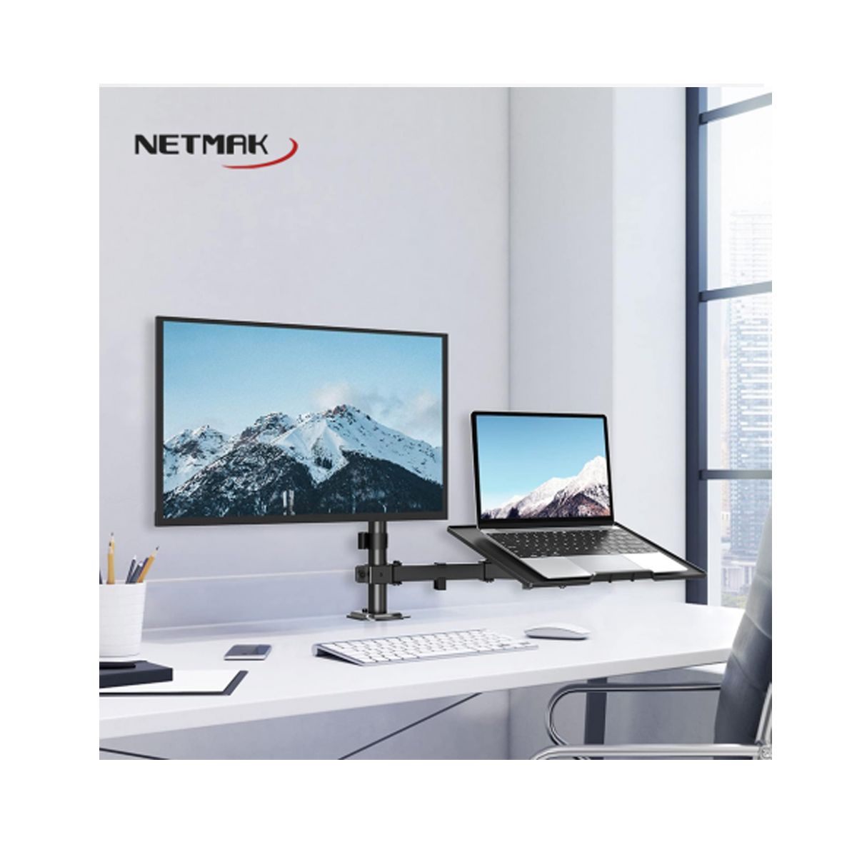 Soporte Articulado Para Monitor 13" A 32" Y Notebook Hasta 17" St26 Netmak - Imagen 3