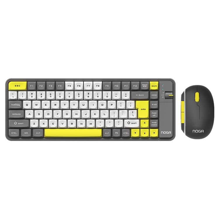 Combo Mini Teclado + Mouse Inalambrico Y Bluetooth Q20 Amarillo Noga