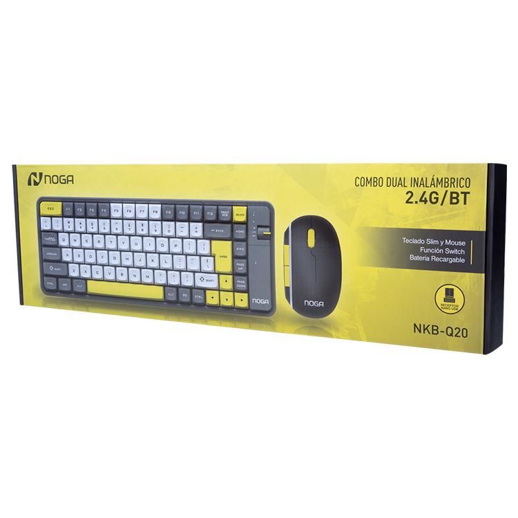 Combo Mini Teclado + Mouse Inalambrico Y Bluetooth Q20 Amarillo Noga - Imagen 2