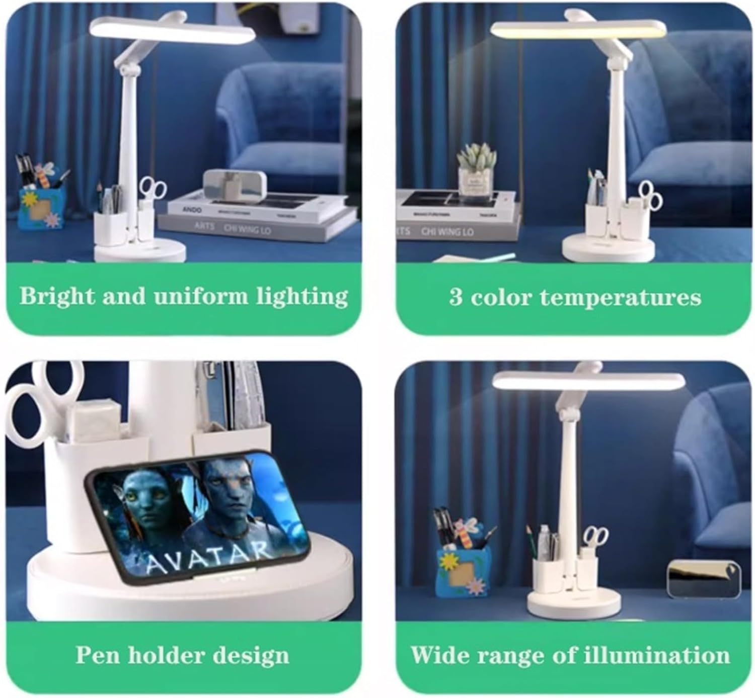 Lampara Led Escritorio Tactil 81032 Plegable Con Brazo Y Lapicero - Imagen 3