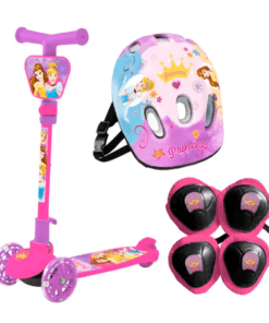Monopatin Princesas Con Kit De Seguridad Disney 3 Ruedas Led 73 X 57 X 12 Cm