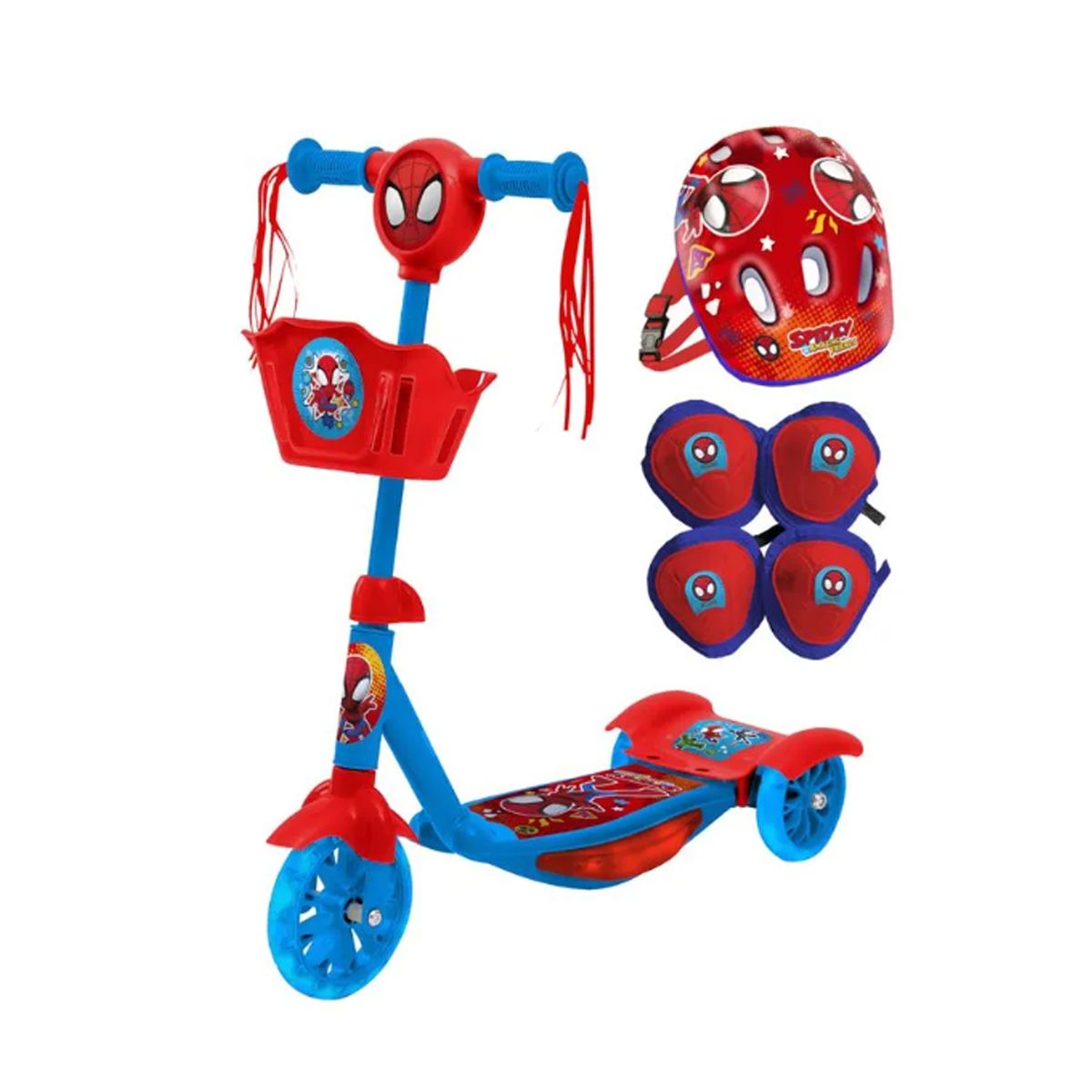 Monopatin Spiderman Disney Con Luz Y Sonido + Kit De Proteccion 61x60x16 12235 - Imagen 2