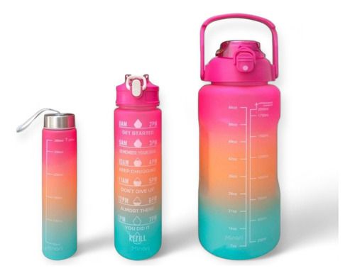 Botella Motivacional X 3 Unidades Doble Pico