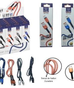 Pack X 20 Cables Tipo C Malla Con Exhibidor Time