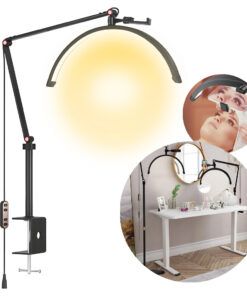 Velador Aro Luz Led Media Luna Estetica Con Brazo + Soporte Celular