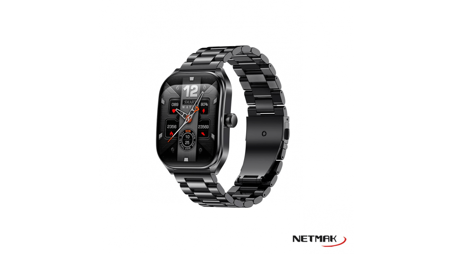 Reloj Pulsera Smartwatch Bt5.3 Dynamic Metalico Negro Netmak