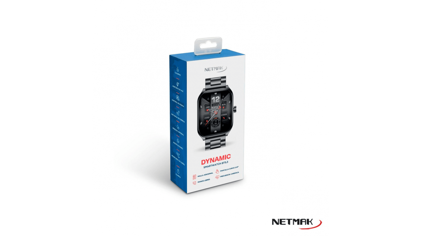 Reloj Pulsera Smartwatch Bt5.3 Dynamic Metalico Negro Netmak - Imagen 2