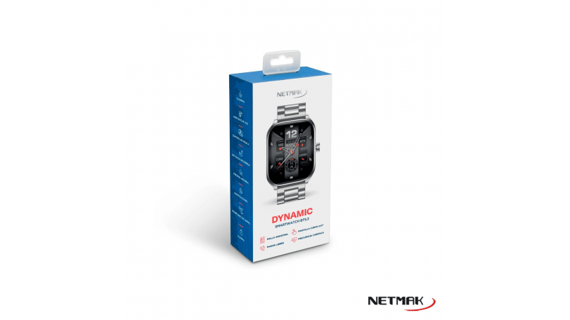 Reloj Pulsera Smartwatch Bt5.3 Dynamic Metalico Plateado Netmak - Imagen 2