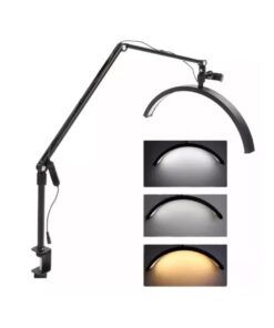 Velador Aro Luz Led Media Luna Estetica Con Brazo + Soporte Celular - Imagen 2