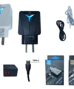 Pack X 20 Cargador 3.1 + 2 Usb Con Cable Desmontable Tipo C Time - Imagen 4