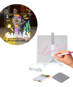 Pizarra Magica Luminosa 15x15 Cm Luz Led Usb Acrilico